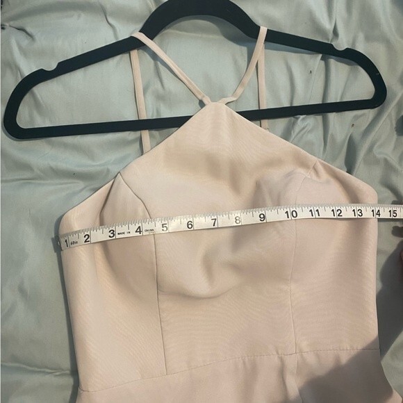 Azazie size 8 Cream Juliet Dress High Neck Halter Floor Length Bridesmaid Dress - Picture 11 of 12